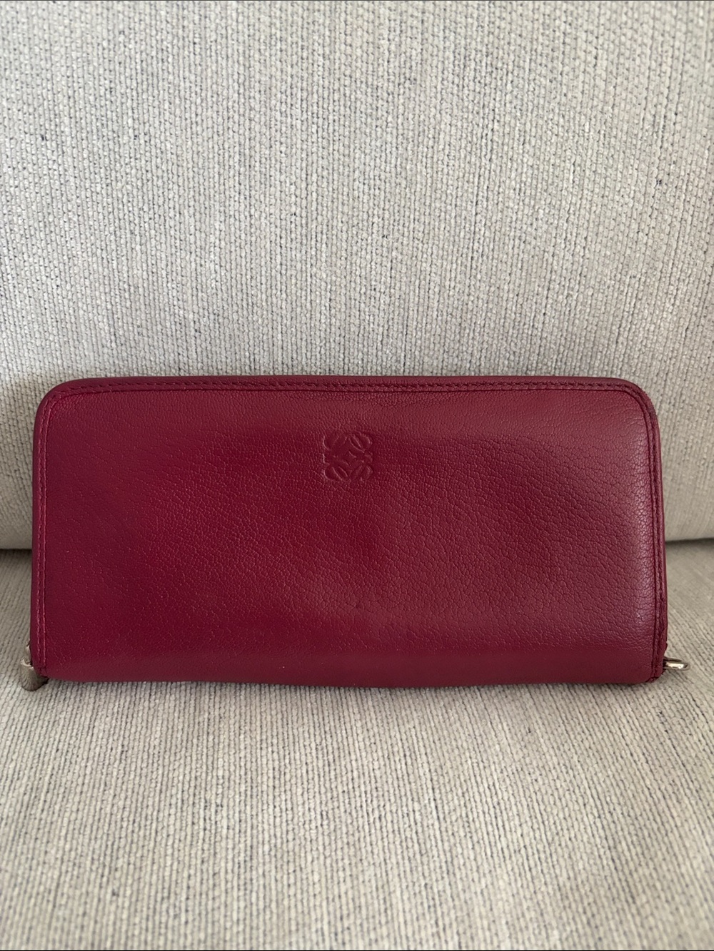 Loewe Zip-Around Leather Wallet in Dark Pink